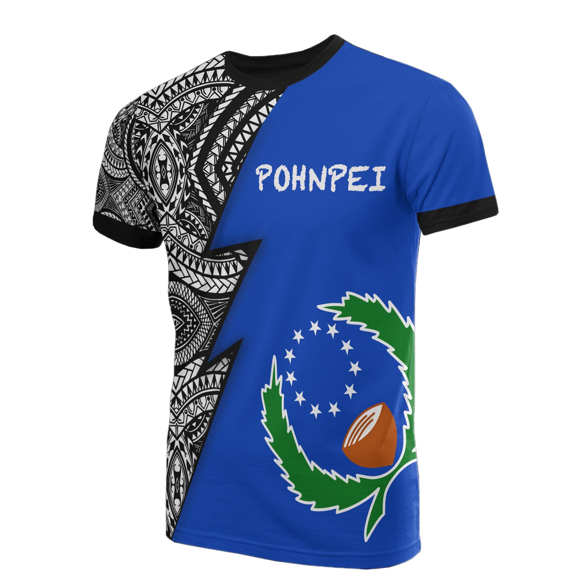 Pohnpei Pattern All Over T Shirt Pohnpei Flag Polynesian Tattoo Unisex Blue - Polynesian Pride