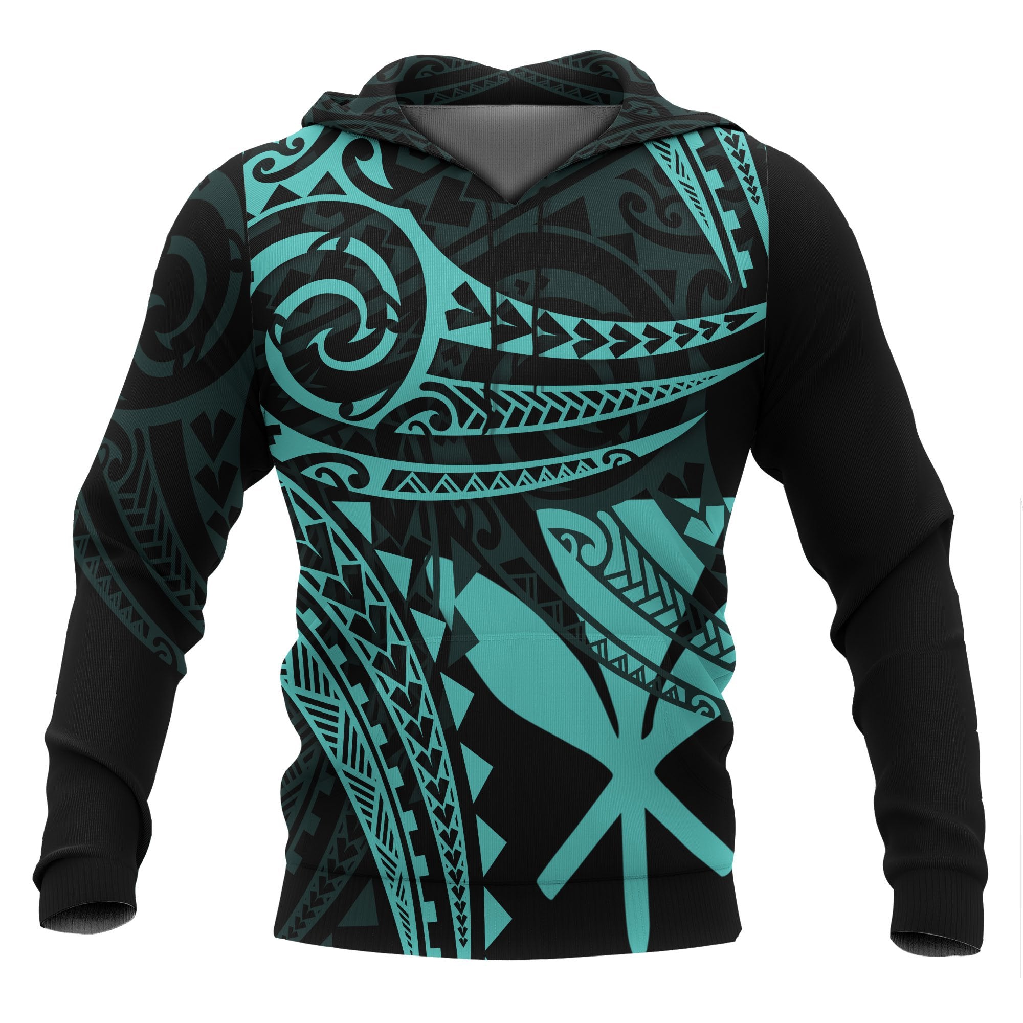 Hawaii Polynesian Hoodie Blue Tribal Pattern Unisex Blue - Polynesian Pride