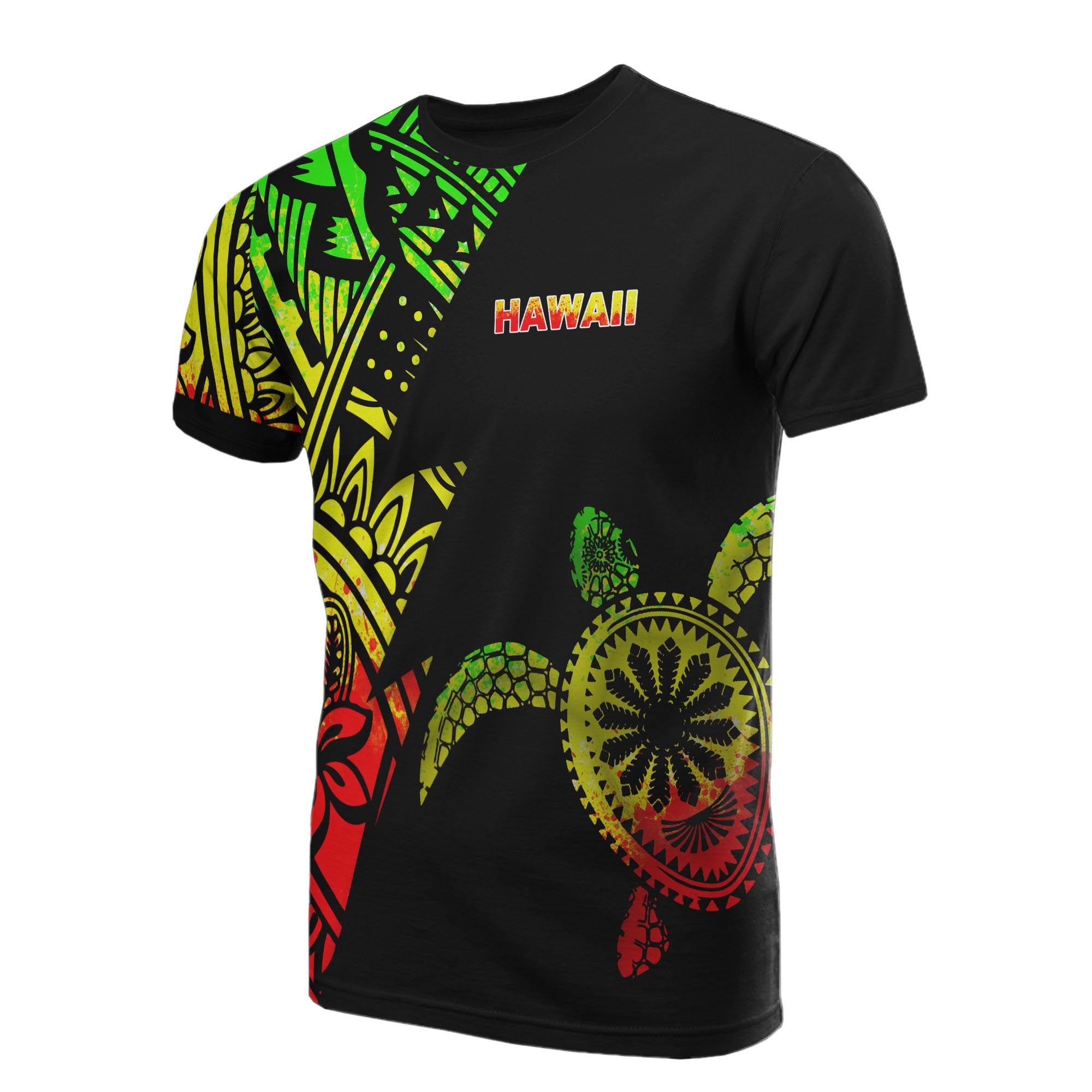 Hawaii Pattern All Over T Shirt Hawaii Turtle Reggae Style Unisex Reggae - Polynesian Pride