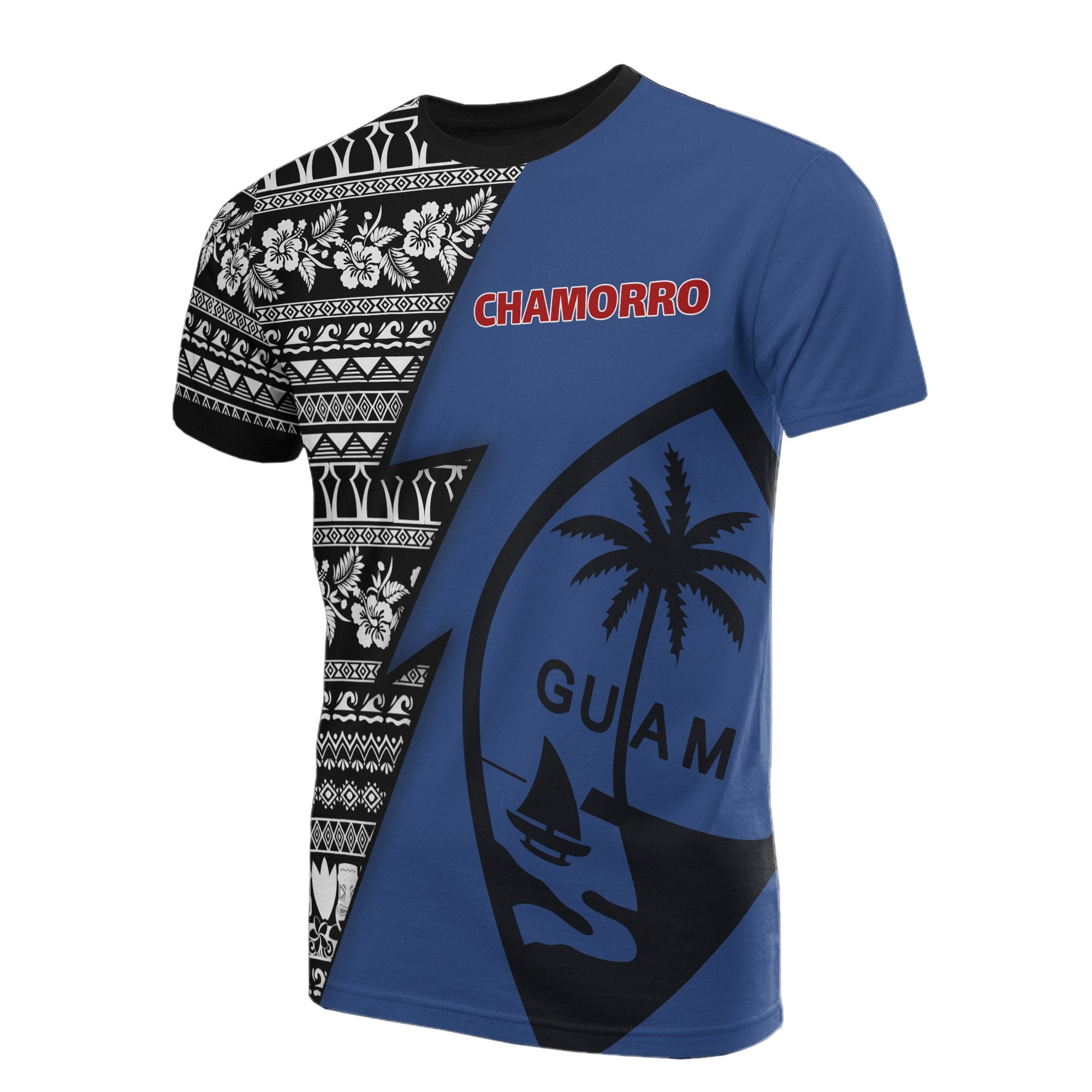 Guam All Over T Shirt Guam Coat of Arms Chamorro Pattern Blue Style Unisex Blue - Polynesian Pride