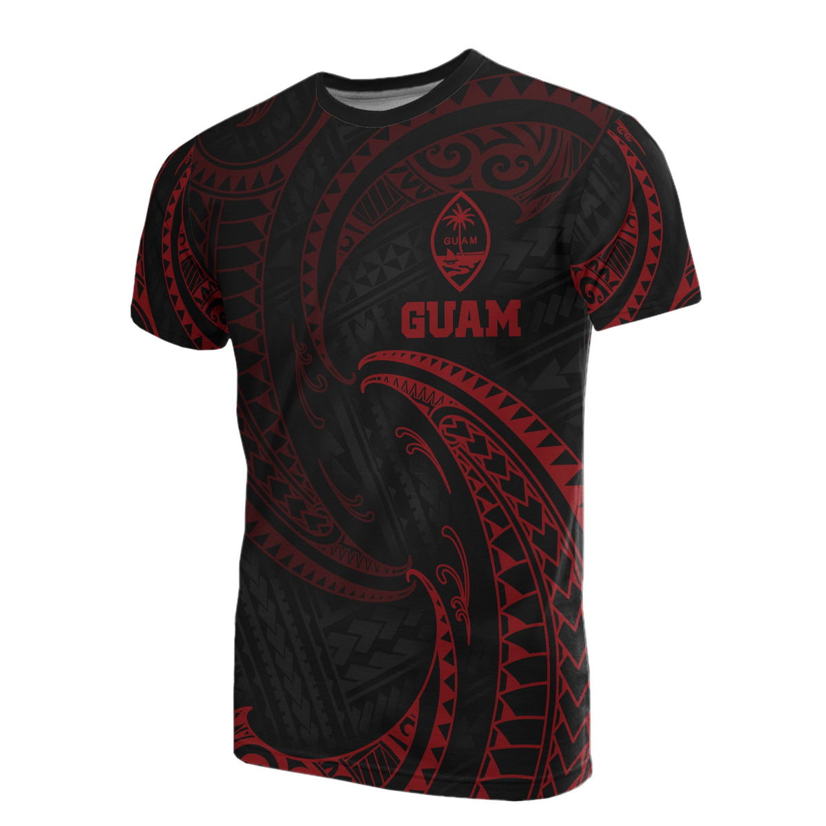 Guam Polynesian T Shirt Red Tribal Wave Unisex Red - Polynesian Pride