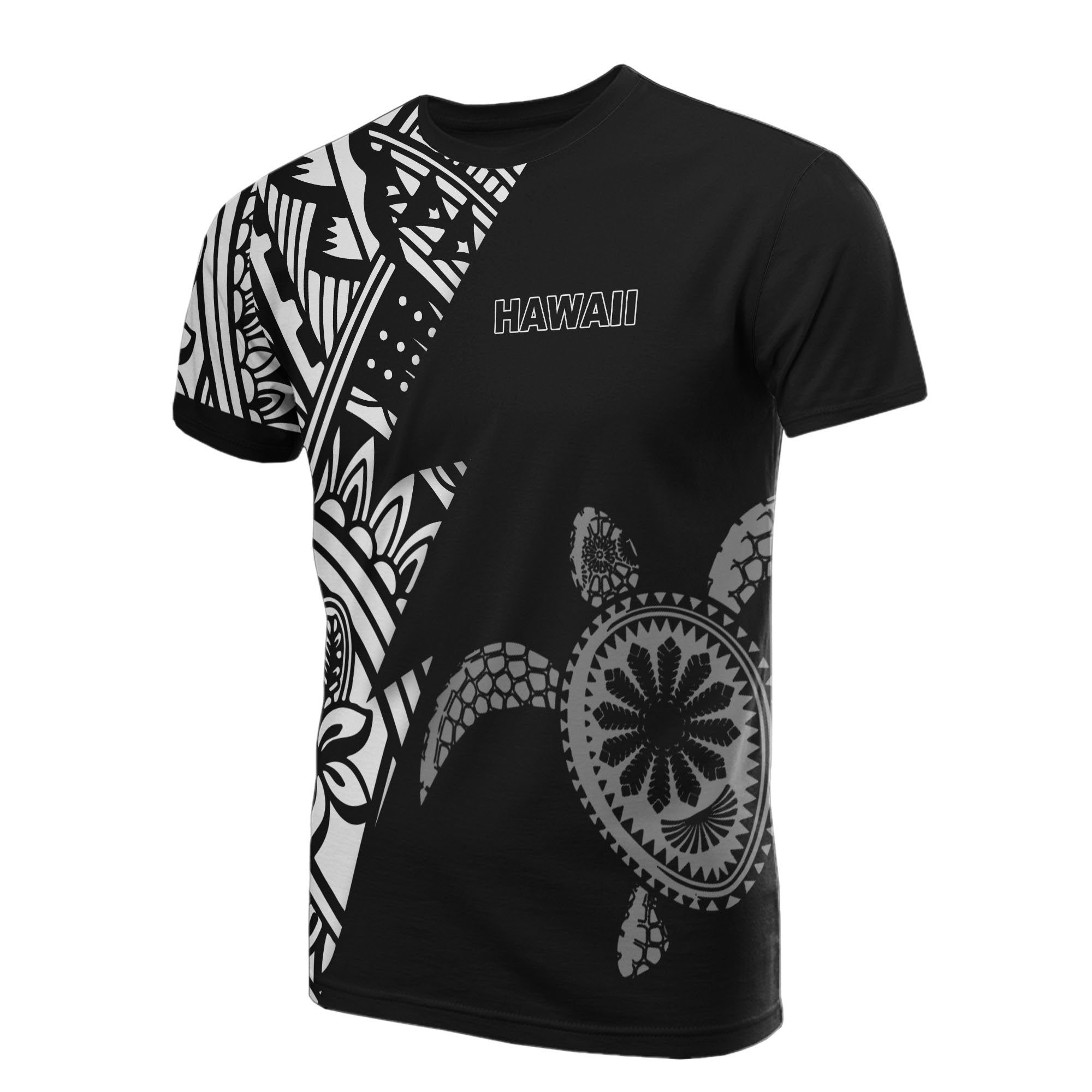 Hawaii Pattern All Over T Shirt Hawaii Turtle Black Style Unisex Black - Polynesian Pride