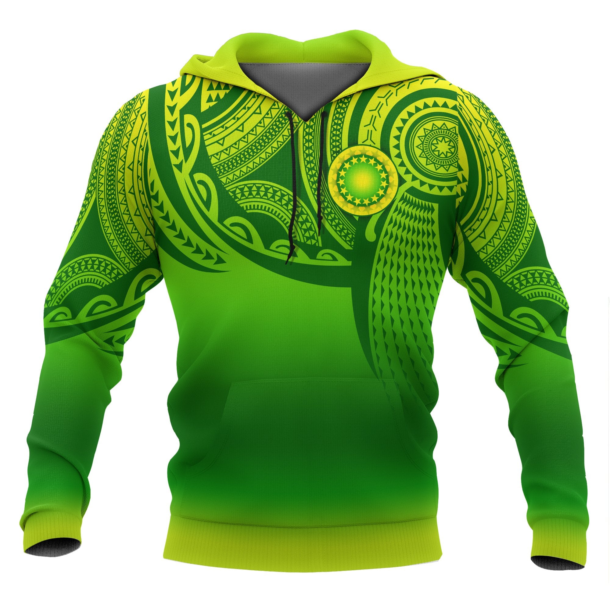 Cook Islands Polynesian Hoodie Tattoo Pattern Unisex Green - Polynesian Pride