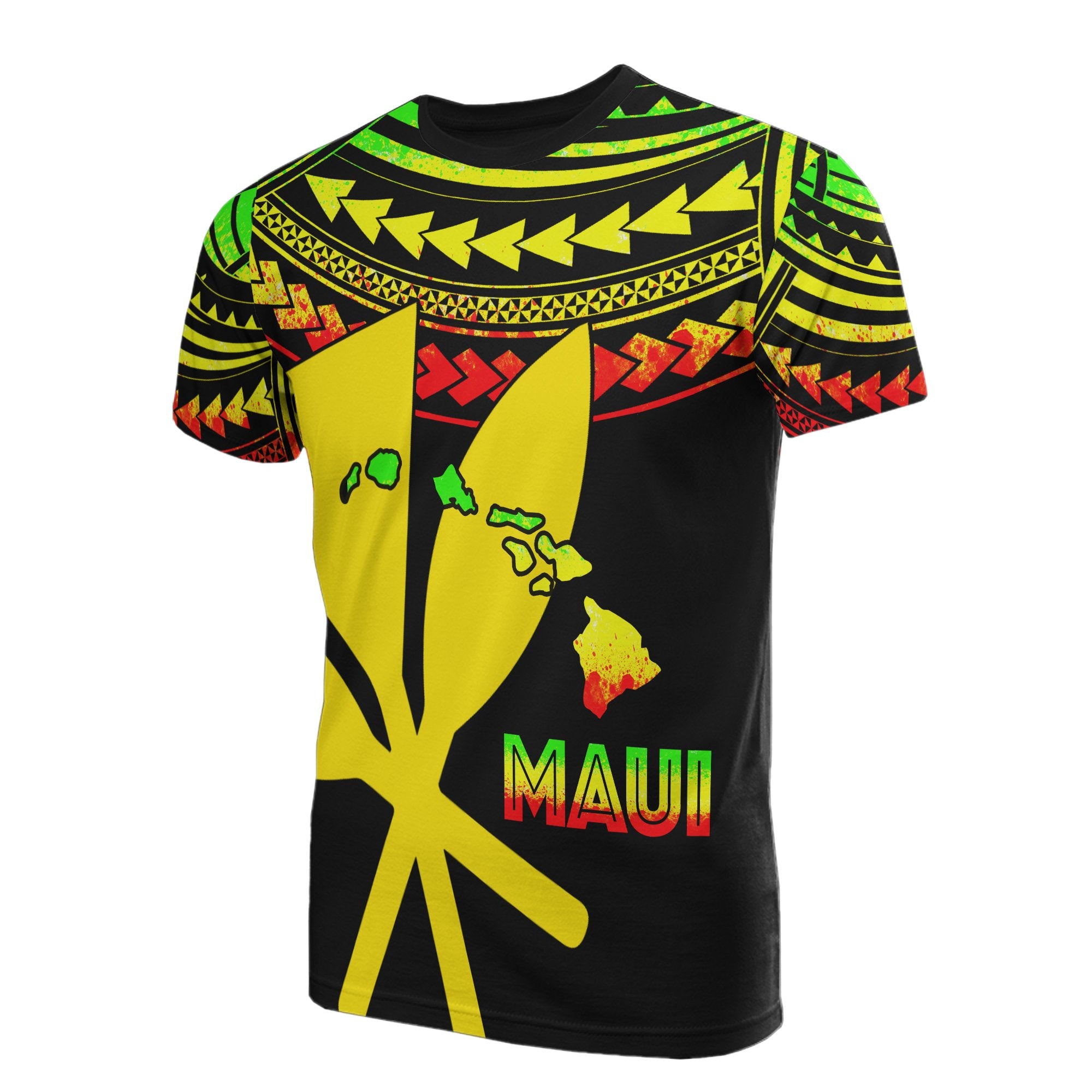 Hawaii T Shirt Maui Map Kanaka Maoli Unisex Reggae - Polynesian Pride