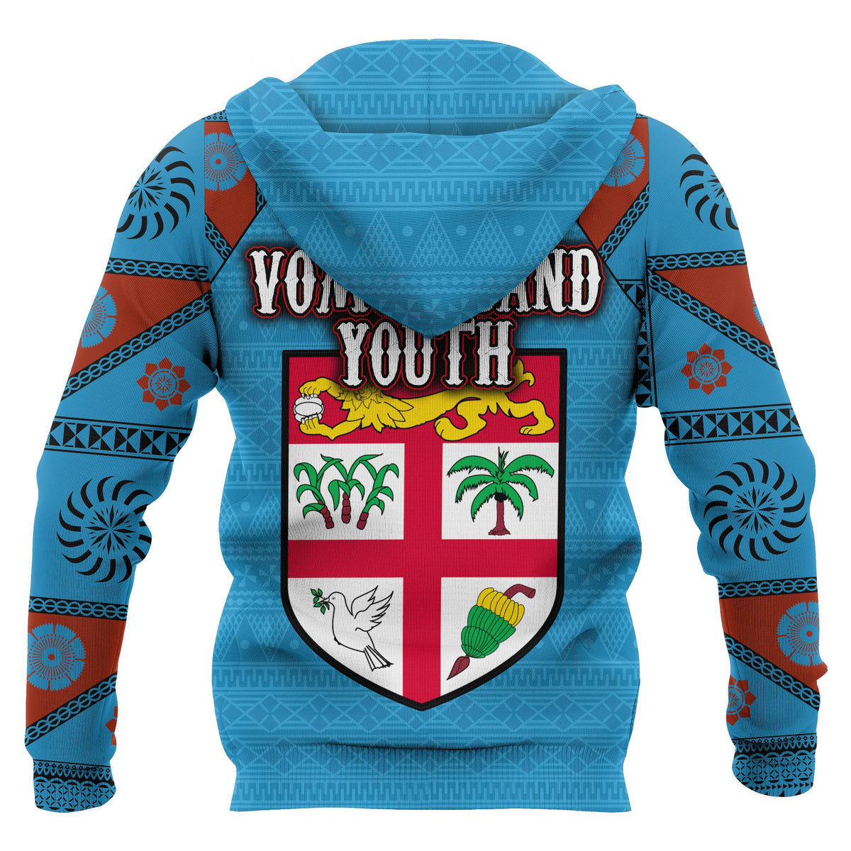 Fiji Vomo Island All Over Hoodie Tapa Pattern - Polynesian Pride