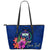 Samoa Polynesian Custom Personalised Leather Tote Bag - Floral With Seal Blue Blue - Polynesian Pride