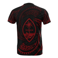 Guam Polynesian T Shirt Red Tribal Wave - Polynesian Pride