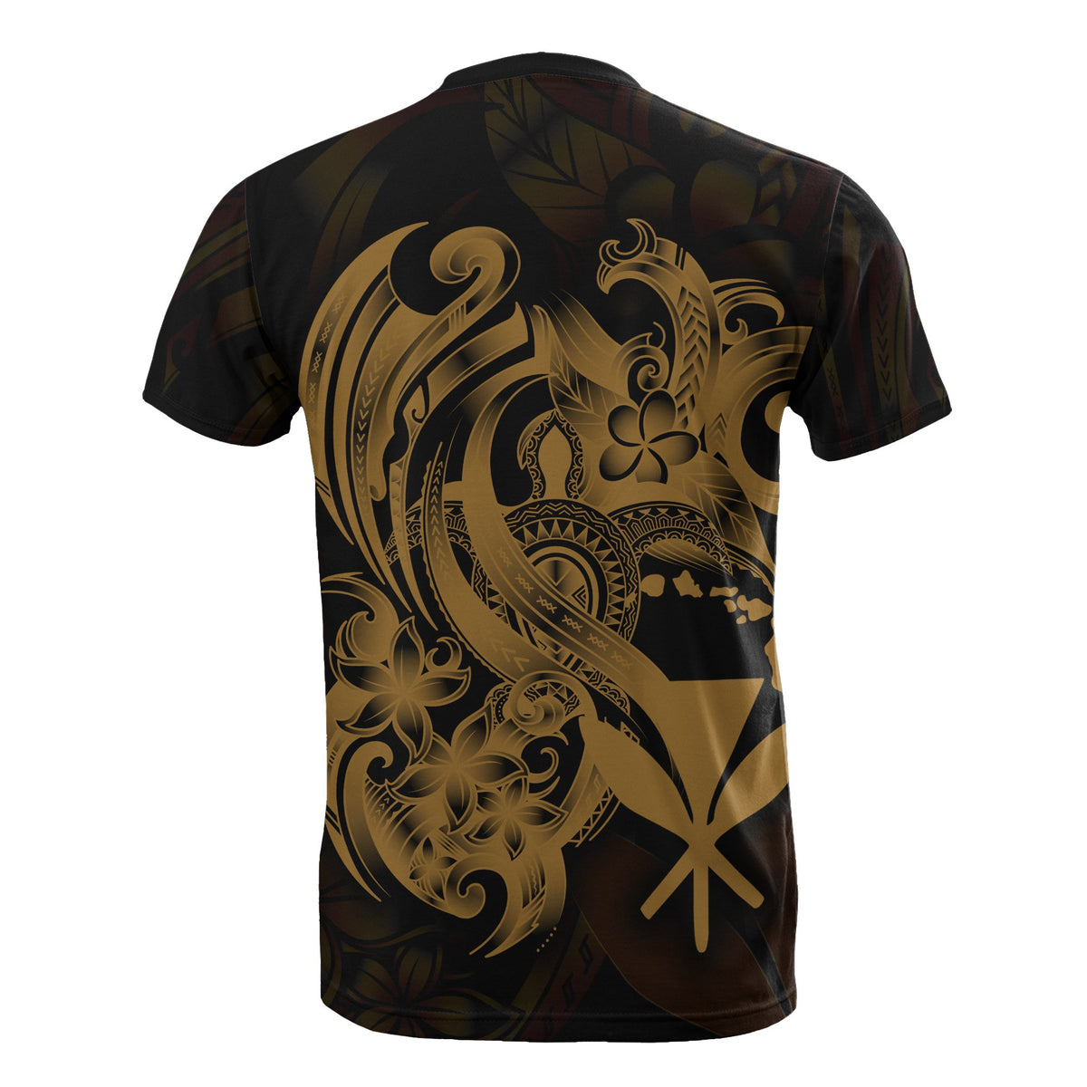 Hawaii All Over T Shirt Polynesian Gold Kanaka Maoli Turtle - Polynesian Pride