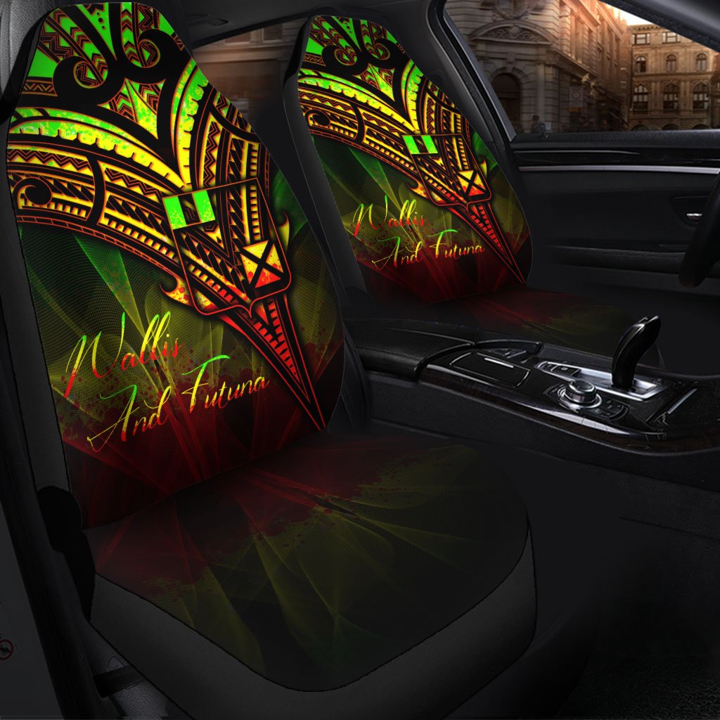 Wallis and Futuna Car Seat Cover - Cross Style Reggae Color Universal Fit Black - Polynesian Pride