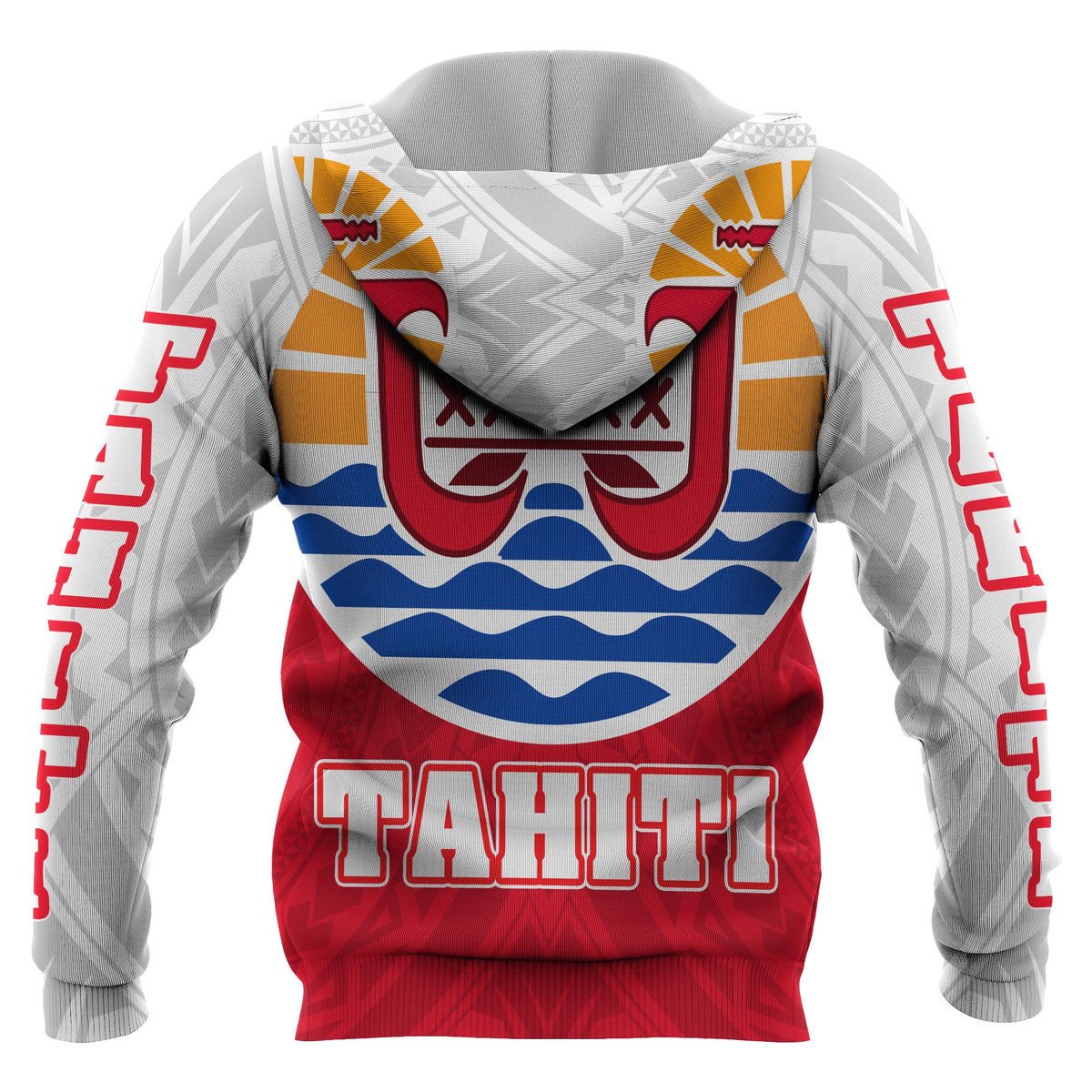 Tahiti All Over Custom Zip Hoodie Coat of Arm - Polynesian Pride