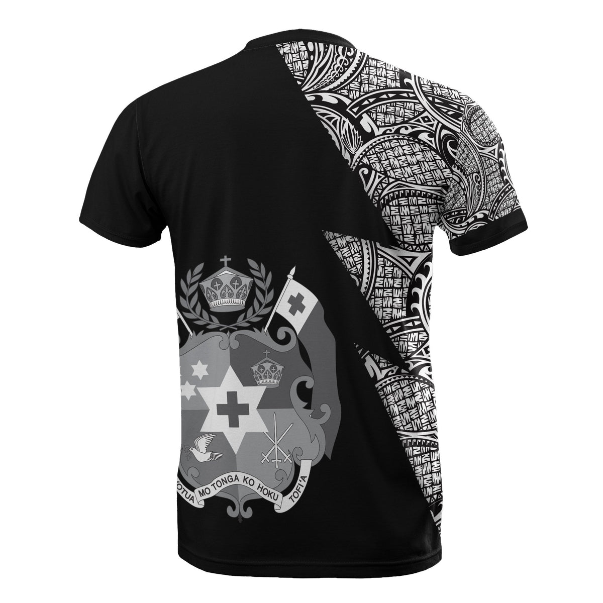 Tonga All Over Custom T Shirt Tonga Coat of Arms Polynesian Pattern Flash - Polynesian Pride