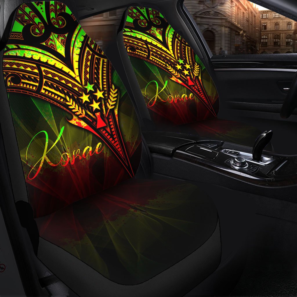 Kosrae State Car Seat Cover - Cross Style Reggae Color Universal Fit Black - Polynesian Pride