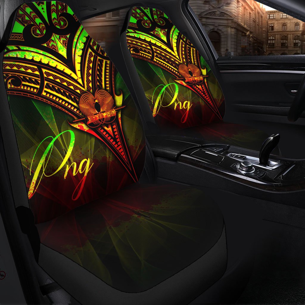 Papua New Guinea Car Seat Cover - Cross Style Reggae Color Universal Fit Black - Polynesian Pride