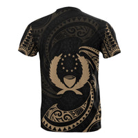 Pohnpei Micronesia All Over Custom T Shirt Gold Tribal Wave - Polynesian Pride