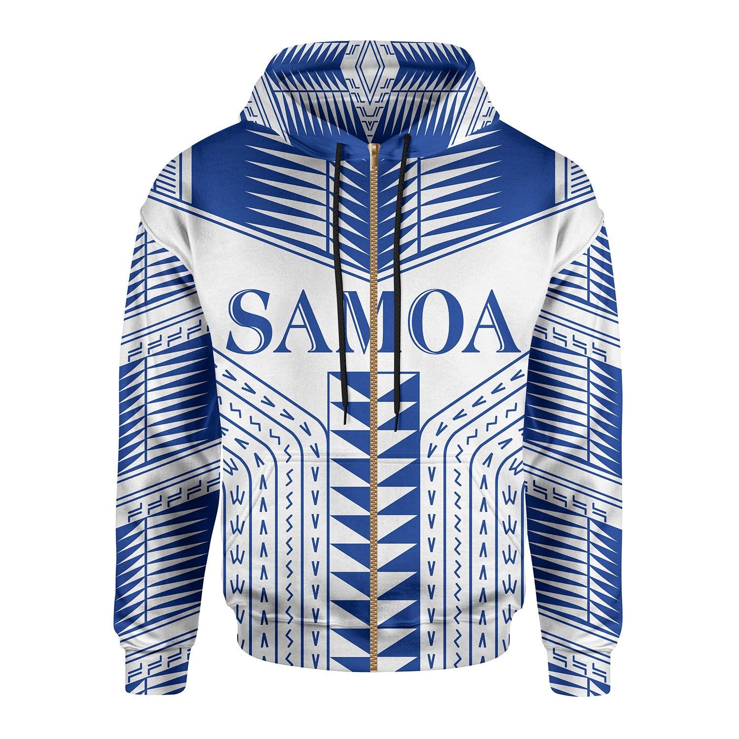 Manu Samoa All Over Zip Hoodie Unisex Blue - Polynesian Pride