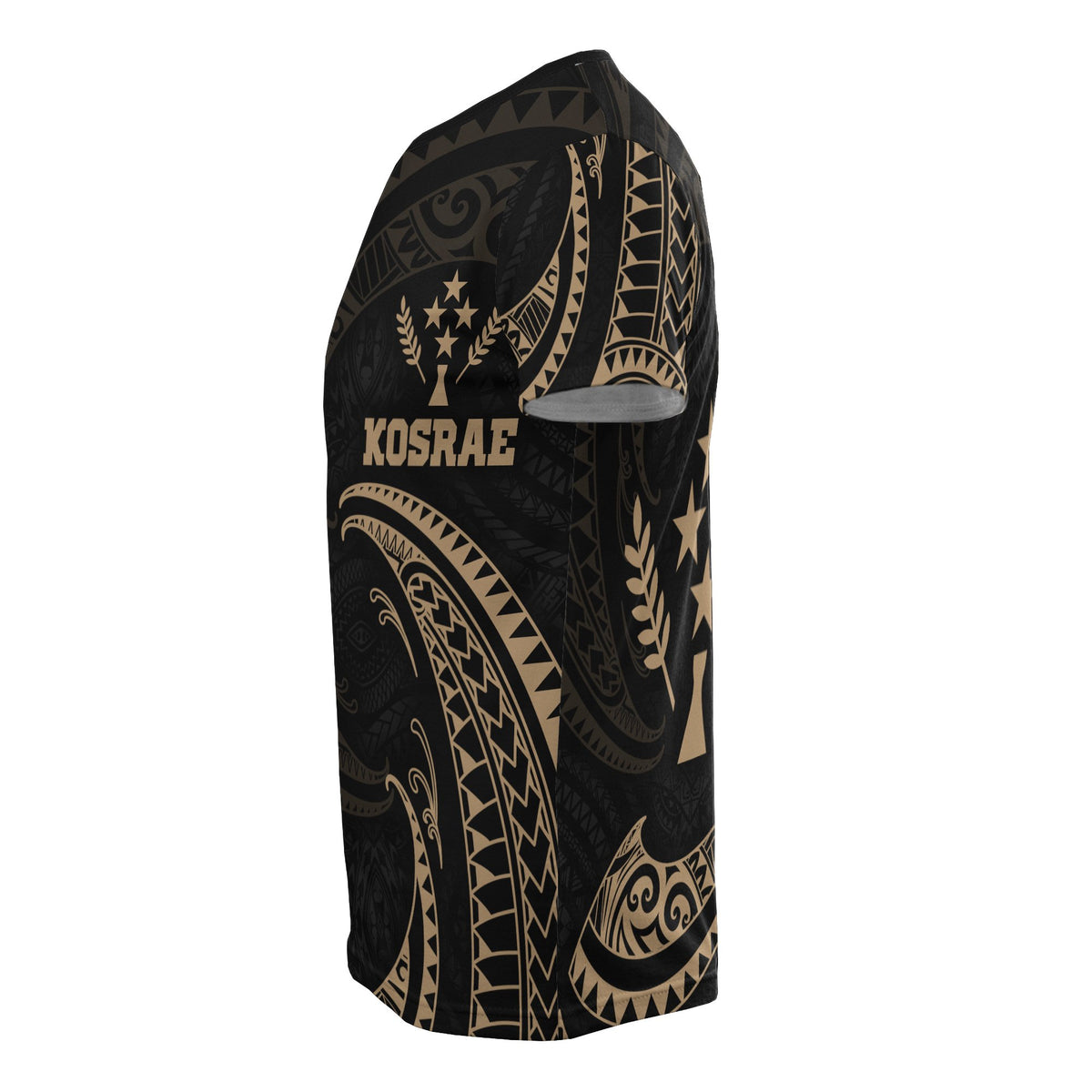 Kosrae Micronesia All Over T Shirt Gold Tribal Wave - Polynesian Pride