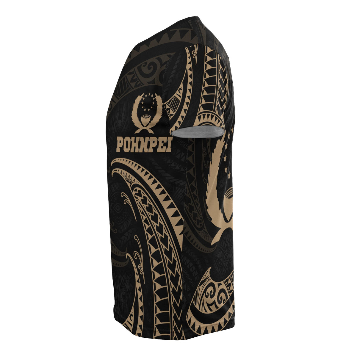 Pohnpei Micronesia All Over T Shirt Gold Tribal Wave - Polynesian Pride