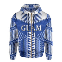 Guam Polynesia All Over Zip Hoodie Unisex Blue - White - Polynesian Pride