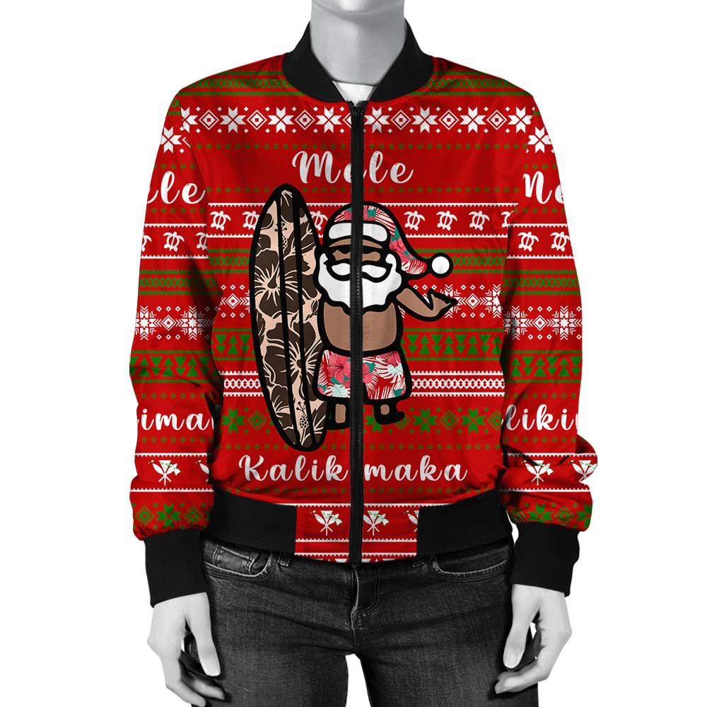Hawaii Christmas Santa Claus Surf Bomber Jacket - Fun Style - AH - Polynesian Pride