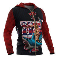 Polynesian Hawaii All Over Zip up Hoodie Shark Warrior - Polynesian Pride