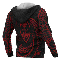 Guam Polynesian Hoodie Red Tribal Wave - Polynesian Pride