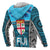 Fiji Polynesian Zip up Hoodie Flag With Pattern - Polynesian Pride