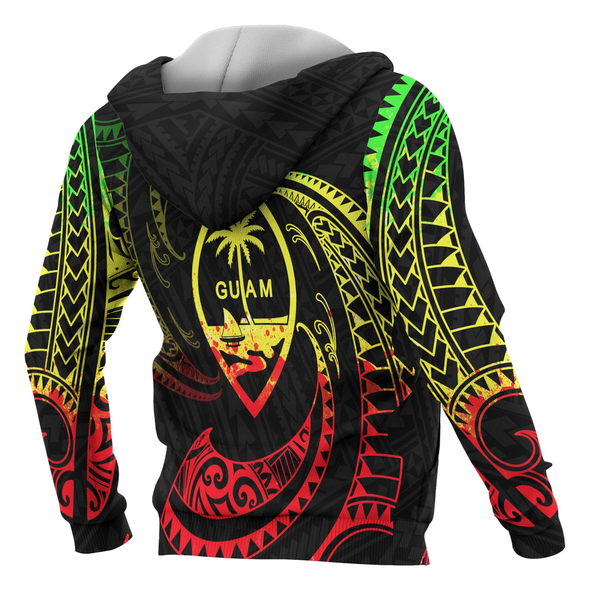 Guam Polynesian Zip up Hoodie Reggae Tribal Wave - Polynesian Pride