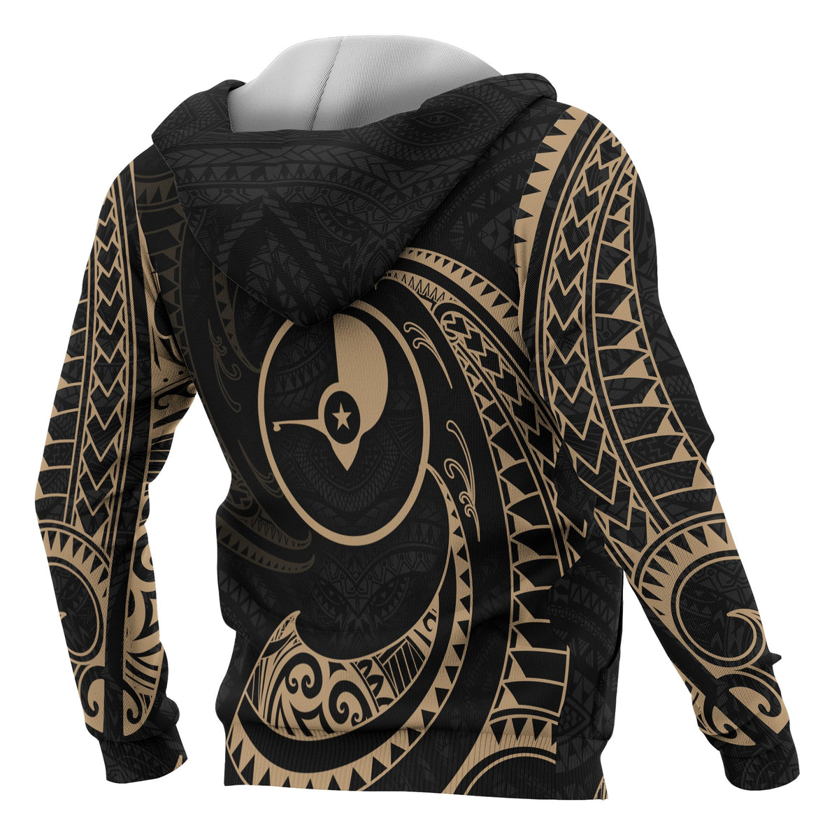 Yap Micronesia ll Over Hoodie Gold Tribal Wave - Polynesian Pride