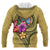 Guam Polynesian ll Over Hoodie Floral With Seal Gold - Polynesian Pride