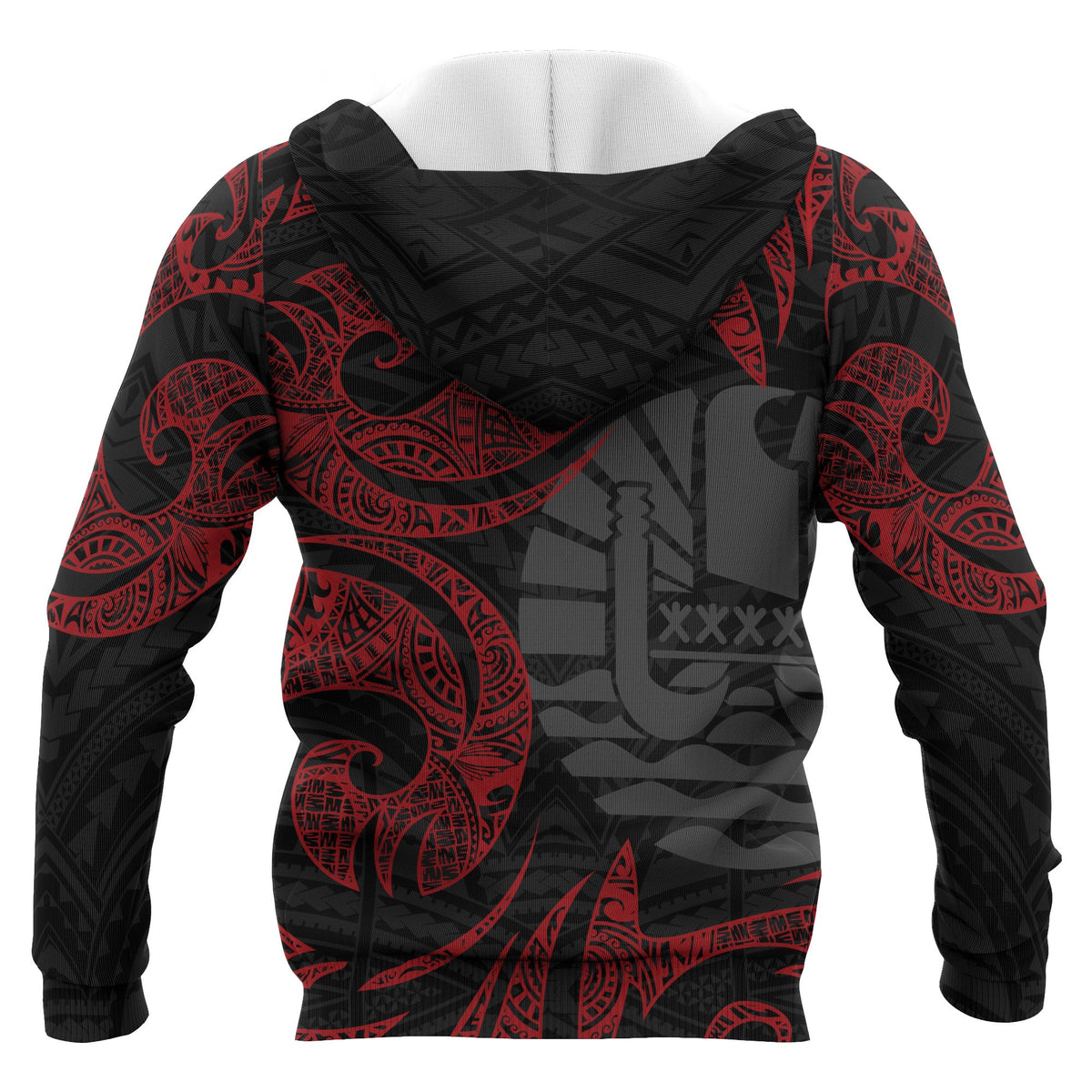 Tahiti Polynesian Hoodie Red Tribal - Polynesian Pride