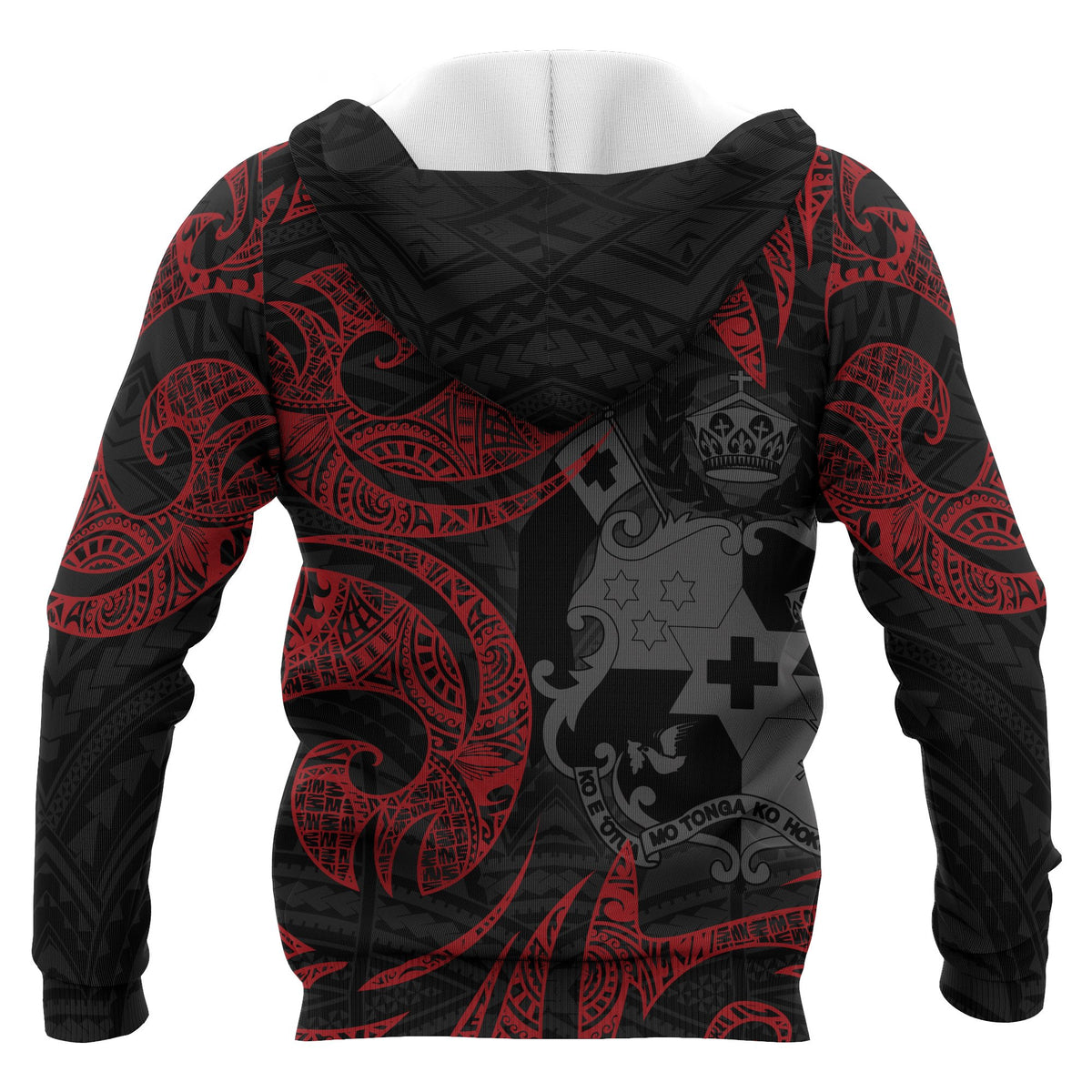 Tonga Polynesian ll Over Hoodie Red Tribal - Polynesian Pride