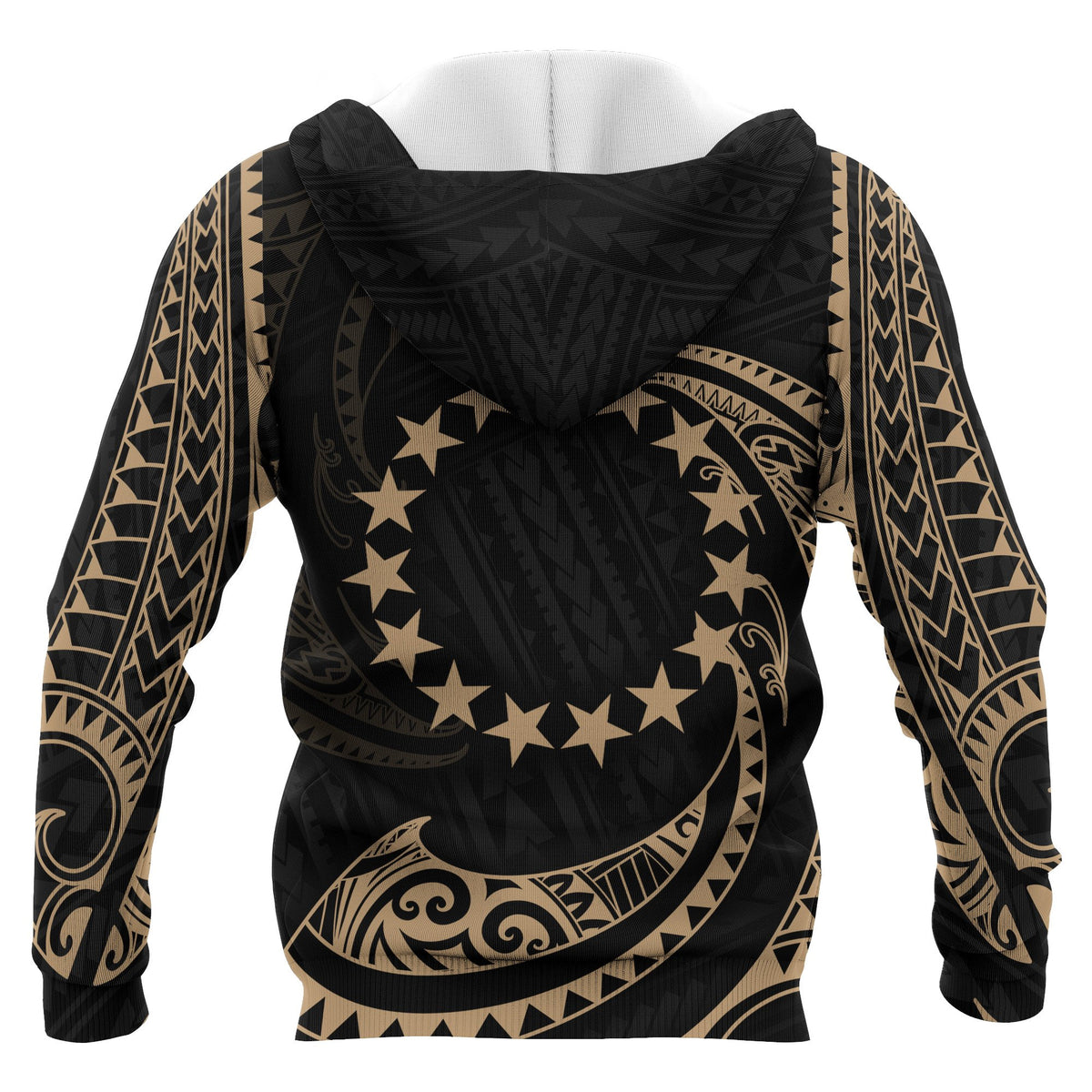 Cook Islands Polynesian Zip up Hoodie Gold Tribal Wave - Polynesian Pride