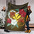 Kanaka Manta Ray Plumeria Heart Polynesian Premium Blanket - Sea Flower - AH White - Polynesian Pride