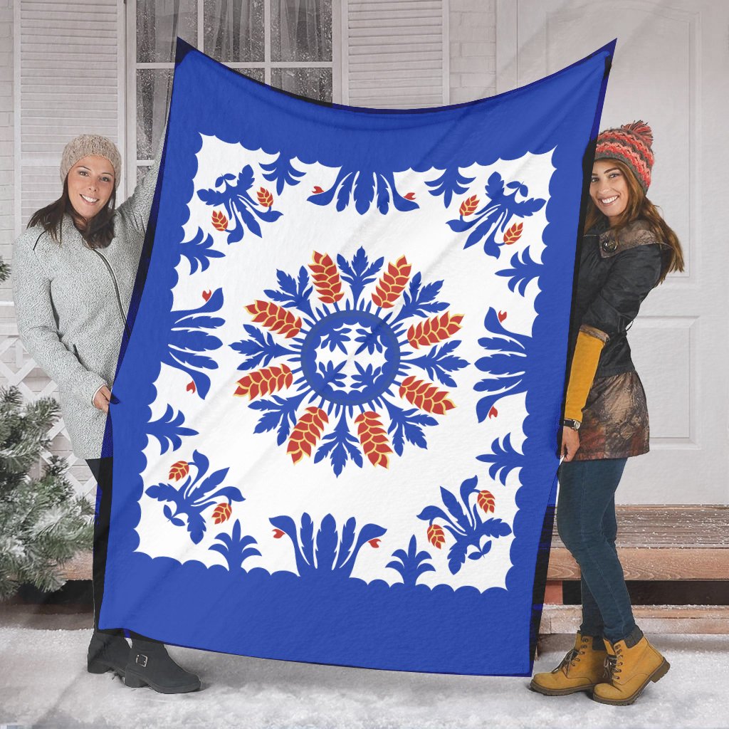 Hawaiian Quilt Heliconia Flowers Premium Blanket - AH - Polynesian Pride
