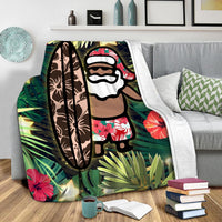 Hawaii Santa Claus Surf Christmas Pattern Premium Blanket - AH - Polynesian Pride