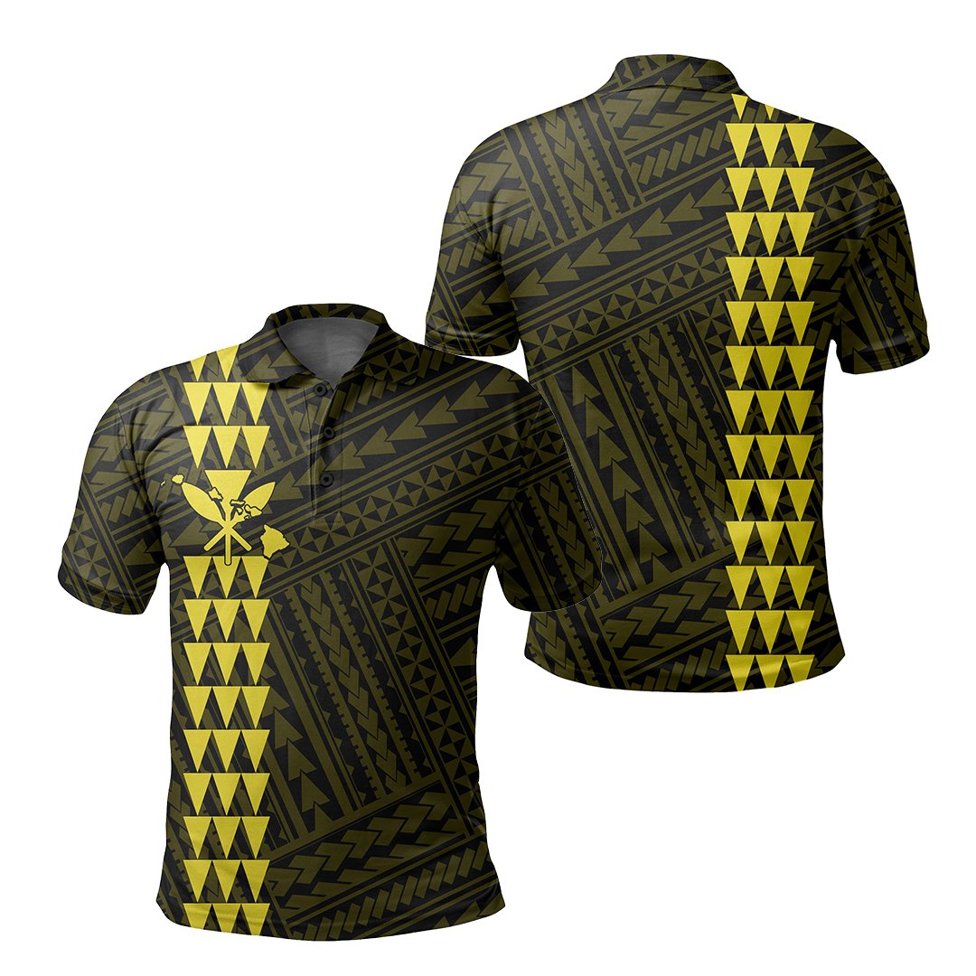Hawaiian Kakau Polo Shirt - Simple Style Full Color LT6 Unisex Yellow - Polynesian Pride
