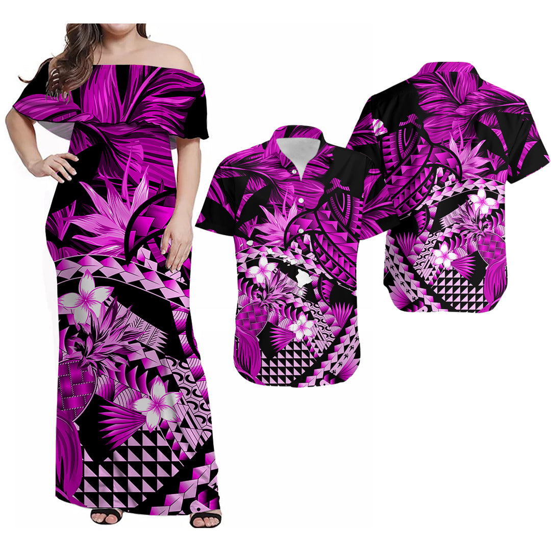 Polynesian Hawaiian with Turtle Matching Dress and Hawaiian Shirt No.3 LT6 Art - Polynesian Pride