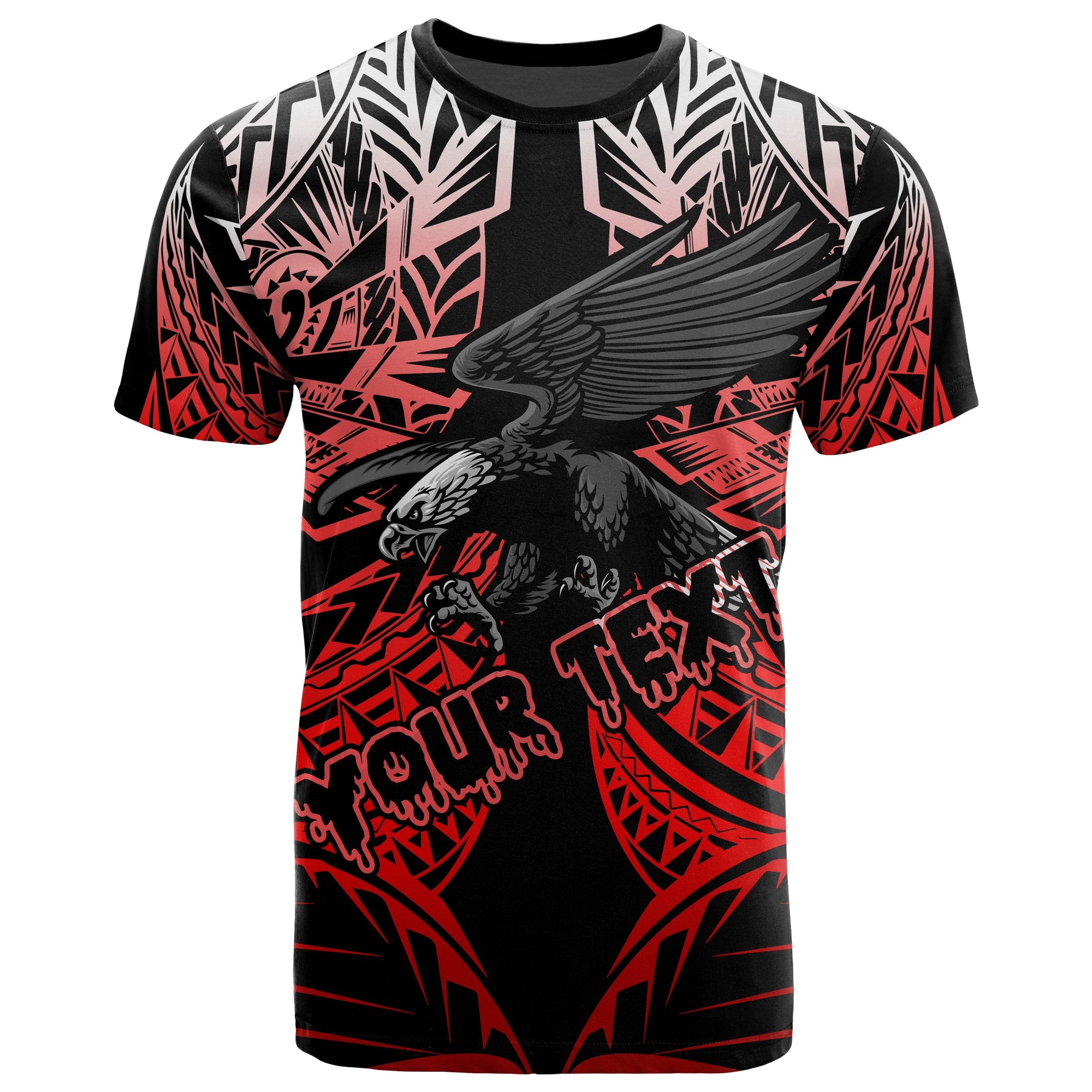 Samoa Polynesian Custom T Shirt Eagle Tribal Pattern Red Unisex Red - Polynesian Pride