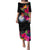 Marshall Islands Hibiscus Polynesian Tribal Puletasi Dress - LT12 Long Dress Black - Polynesian Pride