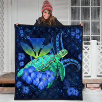 Hawaii Turtle Hibiscus Polynesian Premium Quilt - Jade Stone - AH - Polynesian Pride