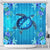 Hawaii Blue Turtle Flower Shower Curtain - Ocean Secret - AH 177 x 172 (cm) Blue - Polynesian Pride