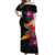 Tokelau Hibiscus Polynesian Tribal Women Off Shoulder Long Dress - LT12 Long Dress Black - Polynesian Pride