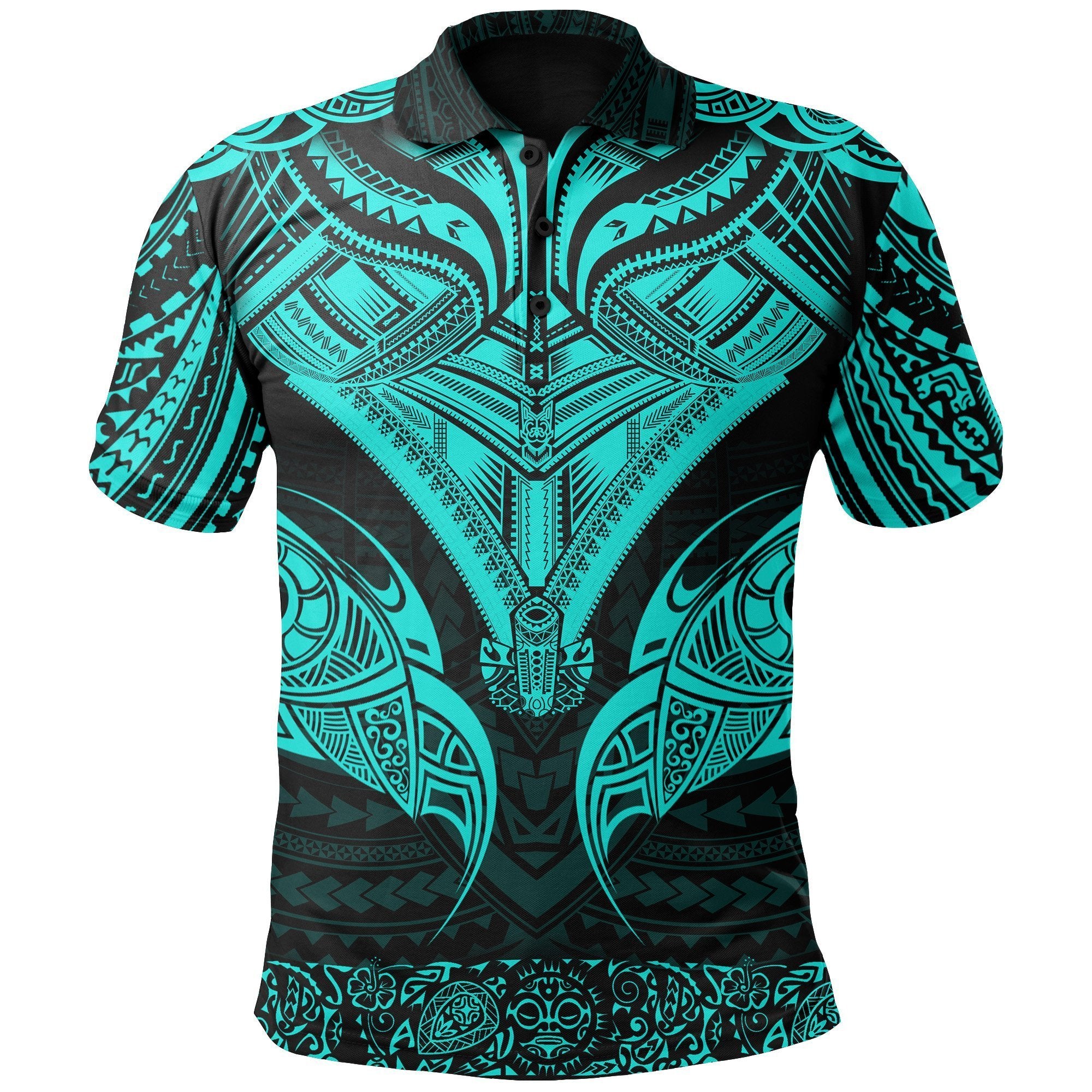 New Zealand Polo Shirt The Mana Maori Turquoise Unisex Black - Polynesian Pride