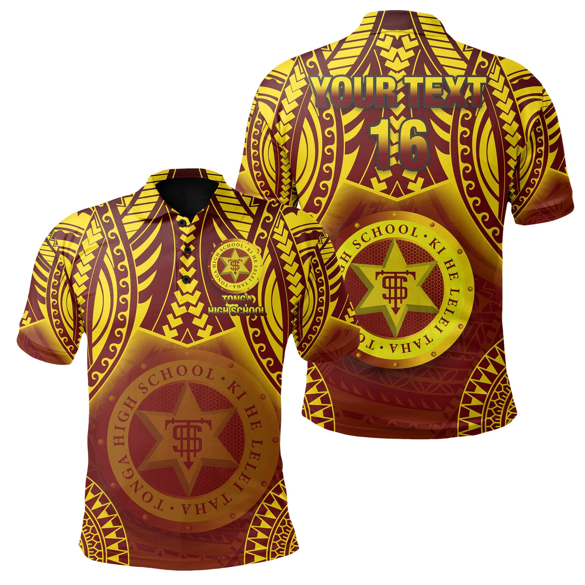 Custom Tonga High School Polo Shirt Simple Polynesian, Custom Text and Number Unisex Brown - Polynesian Pride