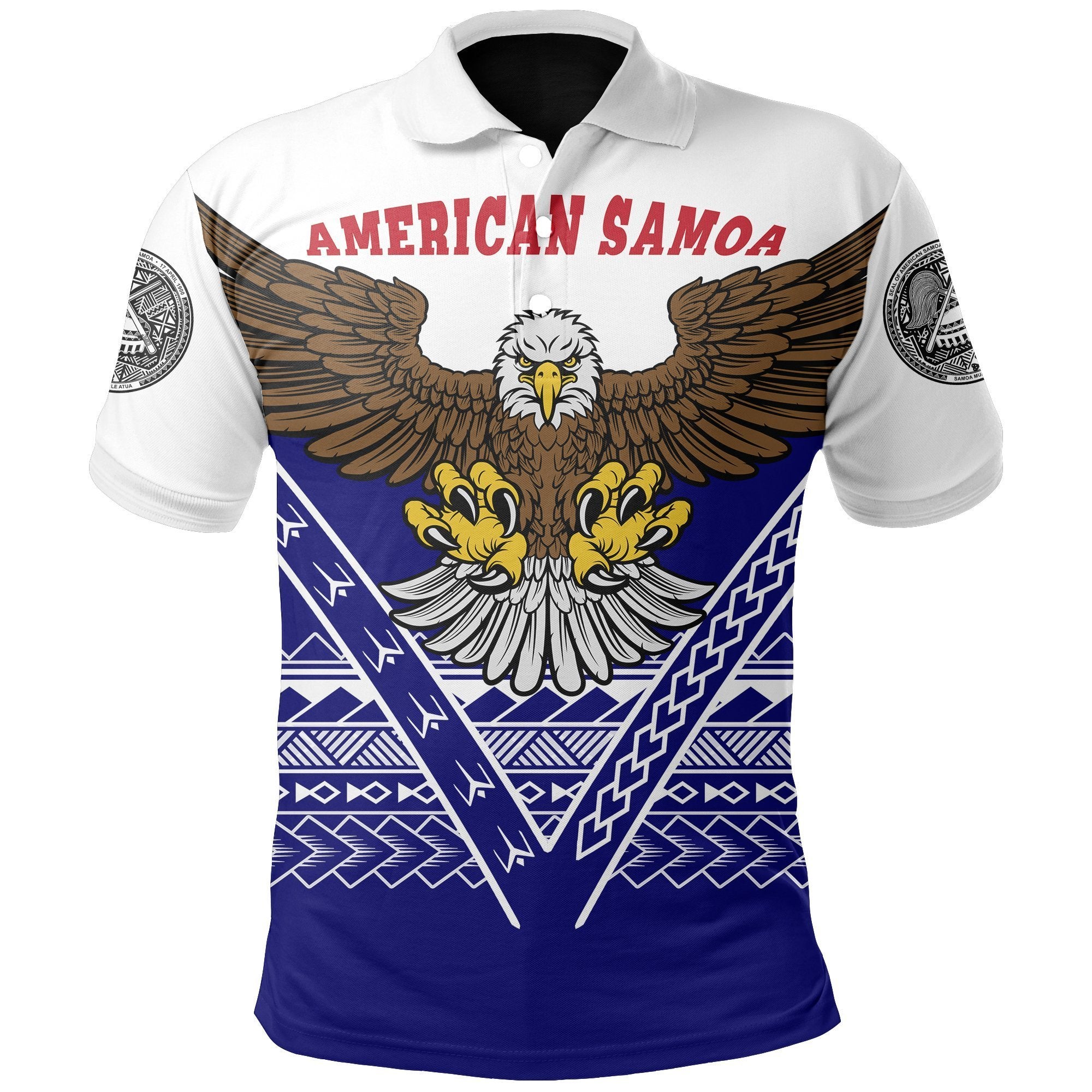 American Samoa Polo Shirt Eagle Unisex Blue - Polynesian Pride