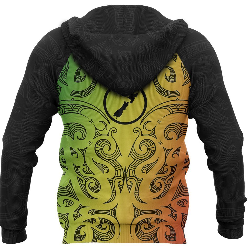Aotearoa Lion Hoodie Maori Koru Pattern - Polynesian Pride