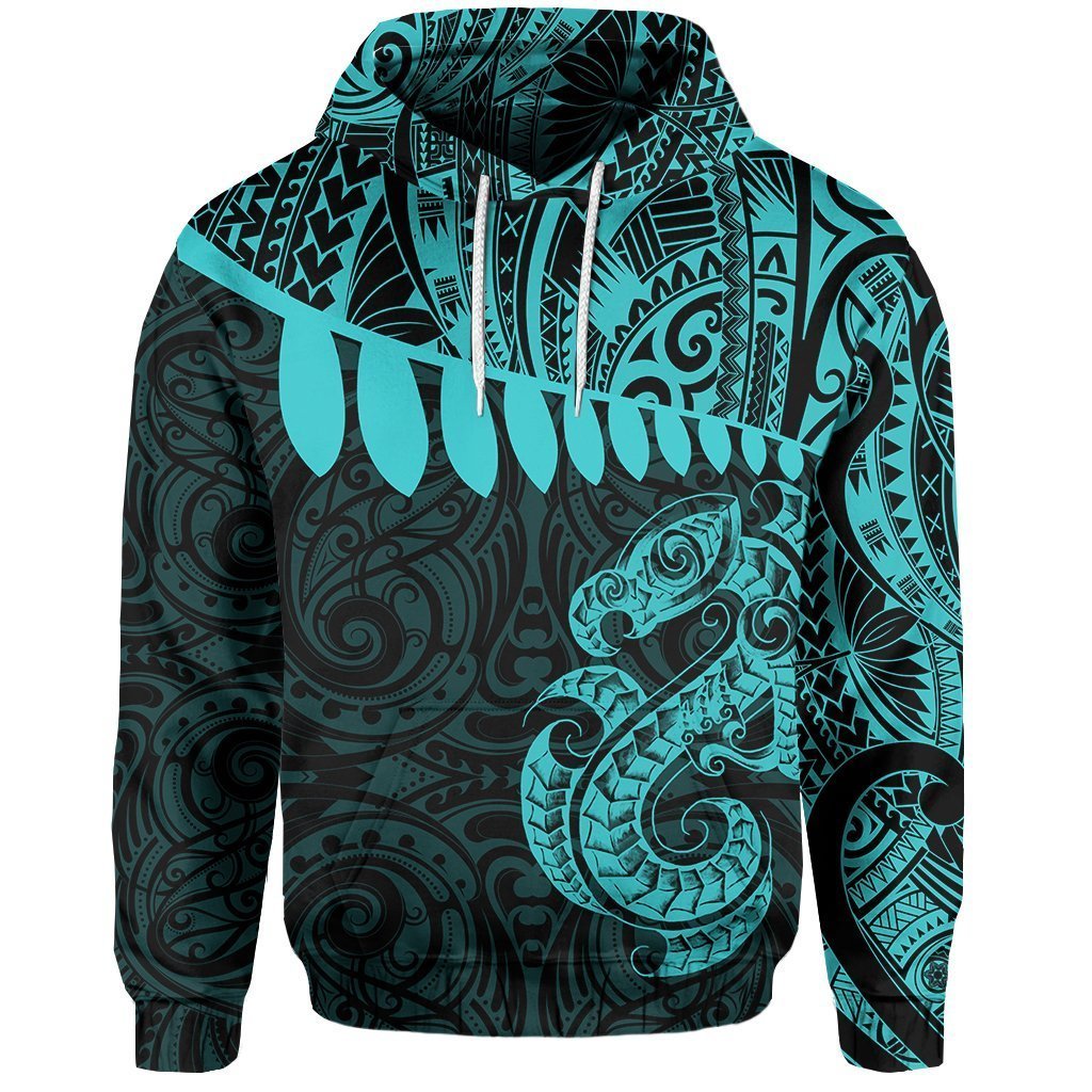 Aotearoa Hoodie Maori Manaia Pullover Hoodie Blue Unisex Black - Polynesian Pride