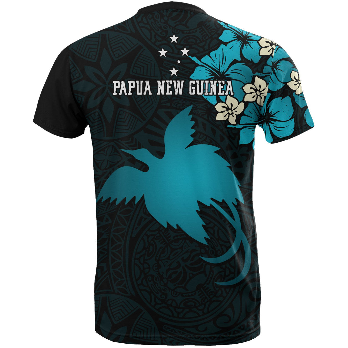 Papua New Guinea T Shirts Papua New Guinea Turquoise Flag Hibiscus - Polynesian Pride