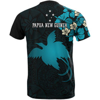 Papua New Guinea T Shirts Papua New Guinea Turquoise Flag Hibiscus - Polynesian Pride
