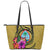 Guam Polynesian Leather Tote Bag - Floral With Seal Gold Yellow - Polynesian Pride